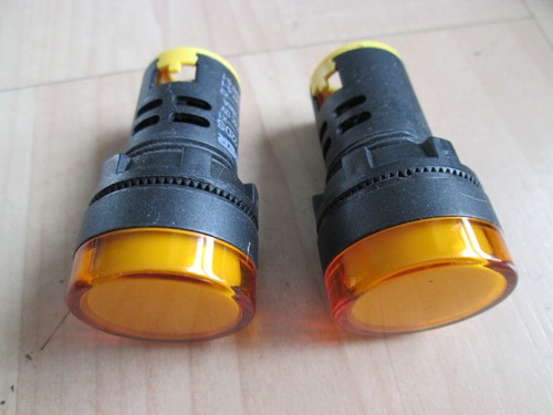 Lot (2) Yellow LED Indicator Light AD16-22DS 12V AC/DC 20mA 1-1/8" 28mm #E11AE - 第 1/9 張圖片