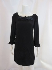 VERA WANG Lavender Label Black on Black Sheath Wool Dress with Silk Lining Sz 4