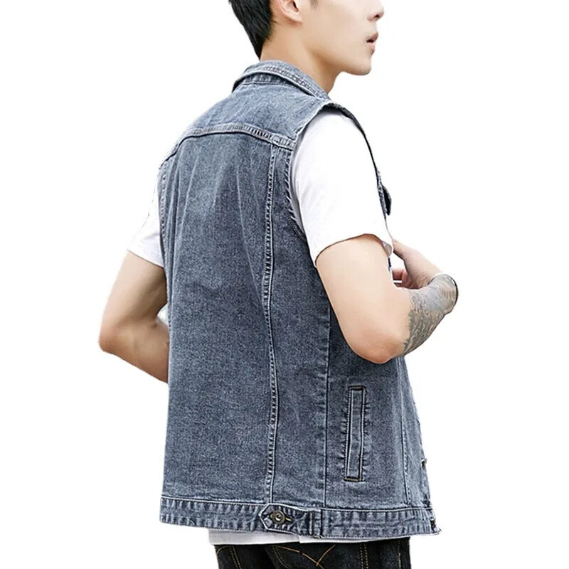 Men Vest Waistcoat Denim Vest Men's Jacket Jeans Jacket Men Vest Summer