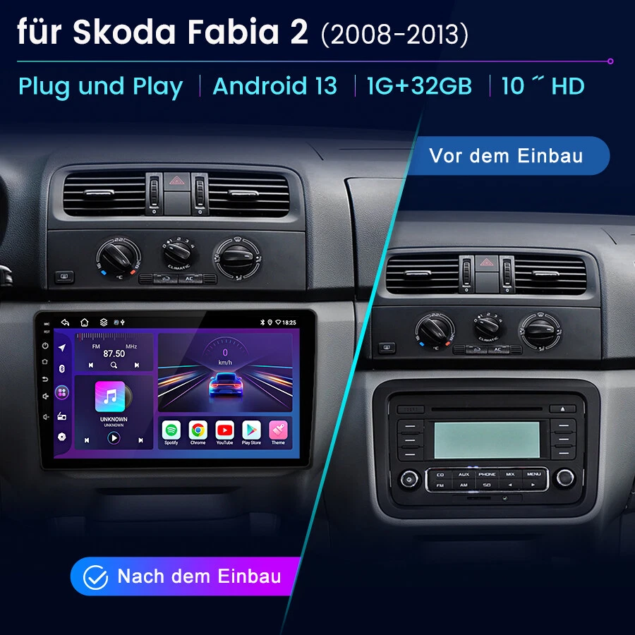 10.1" Für Skoda Fabia 2007-2014 Autoradio Android 13 GPS Navi WIFI BT RDS FM DAB - Bild 2 von 4