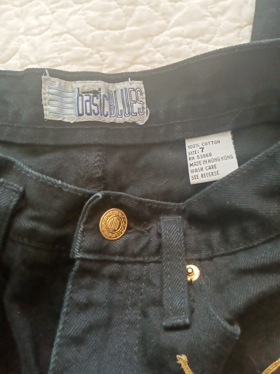 Sz 7 Vintage IOU Basic Blues Womens Black Denim High Waist Mom