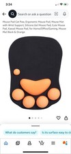 Cat Paw Mouse Pad with Wrist Support, Soft Silicone, Non-Slip, Black. Free ship 