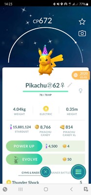 Shiny Pikachu ( Party Hat ) Pokemon Tr@de Go