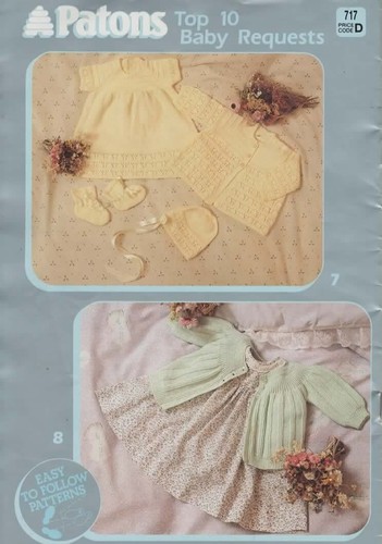Knitting pattern 717 Babies jacket bootees shawl poncho sleeping bag dress 0-12m - Picture 7 of 7