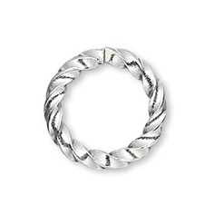 Jump Ring, 100 Silver Plated Brass Fancy Twisted 8mm 16 Gauge with 5.8mm ID