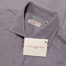 Luciano Barbera NWT Casual Button Down Shirt Size M in Brown/Blue/White Cotton