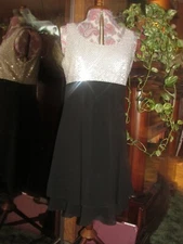 MOLLY MALLOW size 12 white sequin top black sheer over silk bottom (clst 25)