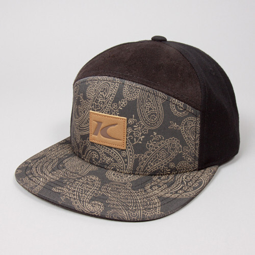 KING streetwear 5 panel hybrid strapback cap - Krest Paisley black - official,