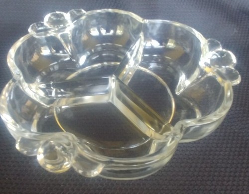 Vintage Glass Covered 3 Compartment Relish Bowl Condiment Dish Hand Painted 8" - Picture 6 of 8