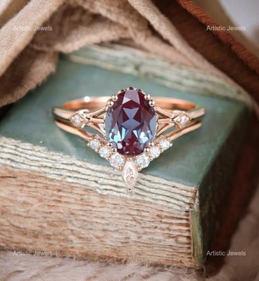 Alexandrite Stone Moissanite June New Stackable Ring Jewelry 925 Sterling Silver