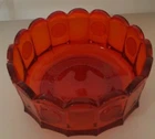 FOSTORIA AMBERINA FROSTED COIN GLASS BOWL SCALLOP EDGES THICK GLASS 7.5 INCHES