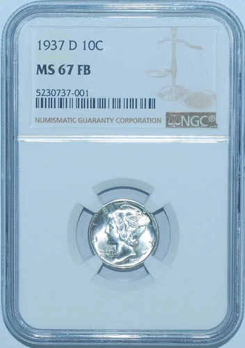 1937 D NGC MS67FB Full Bands Mercury Dime