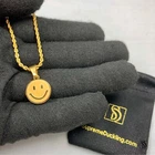 Collier charme emoji smiley or 18K chaîne corde collier pendentif chaîne