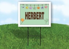 HERBERT WELCOME BABY GREEN 18 in x 24 in Yard Sign Road Sign with Stand