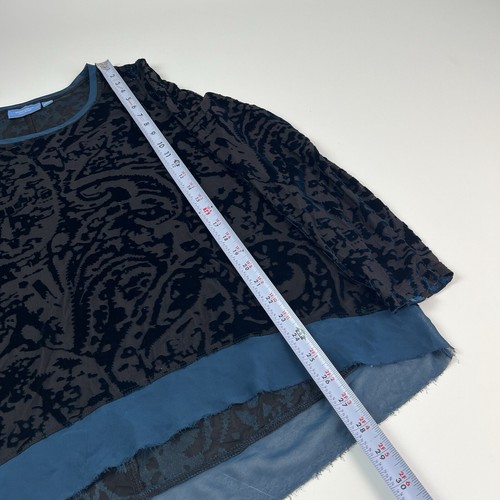 Simply Vera Wang Womens XL Velvet Burnout Top Teal Black Fairy Whimsigoth - Picture 6 of 12