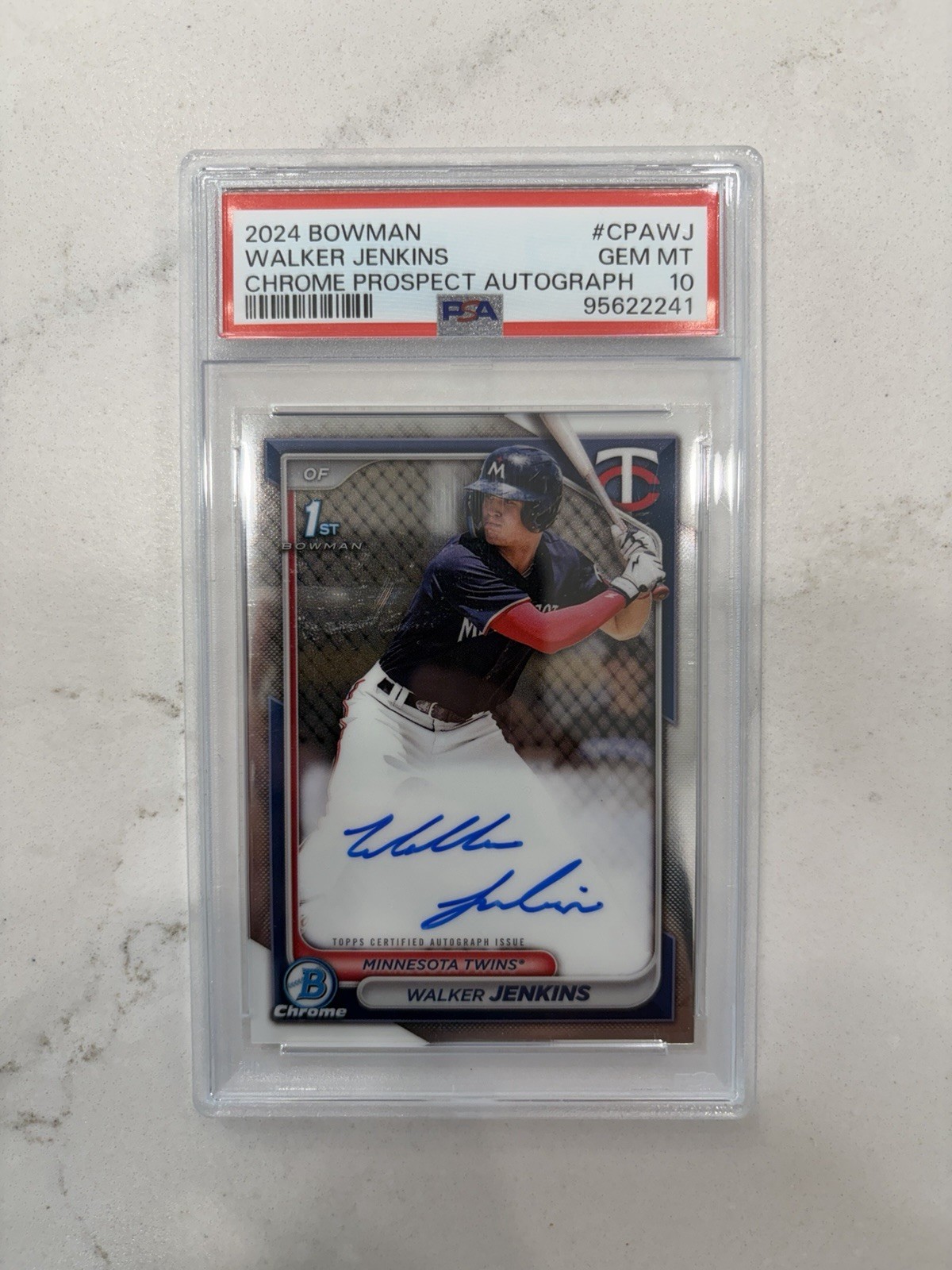 2024 Bowman Walker Jenkins Chrome Auto 1st Prospect #CPA-WJ Twins PSA 10