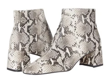 Aliya Black White Snake Print Leather Pelle Moda Ankle Boots