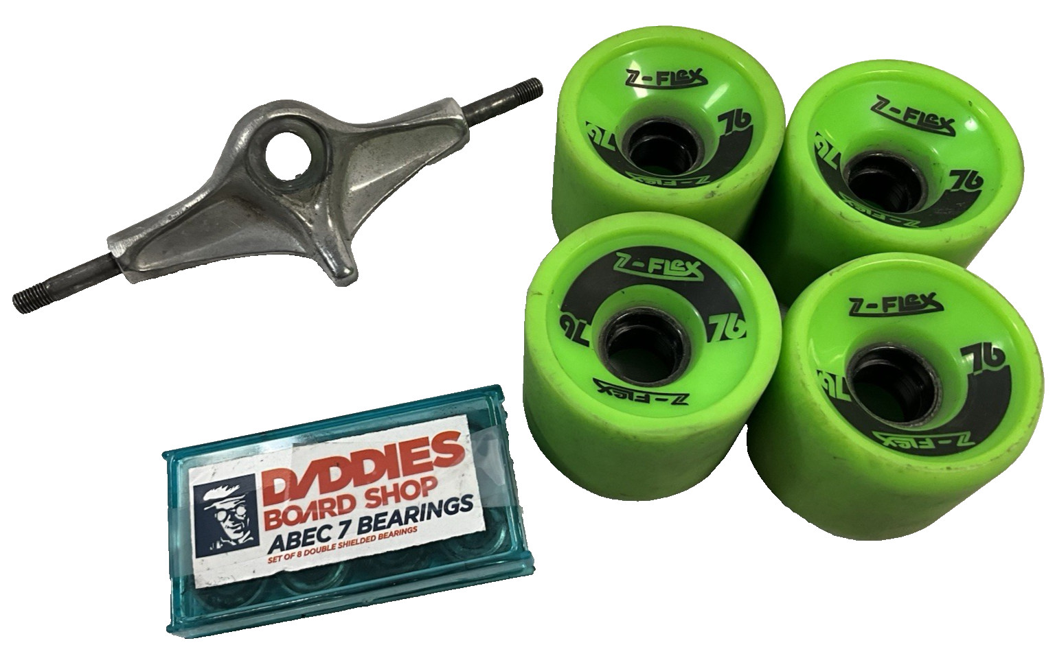 Skate Board Used Parts Z Roller Z Smooth 4 Wheels 1 Truck Z Flex Bearings As Is