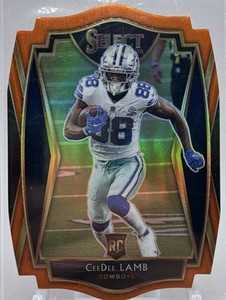2020 Panini Select #157 CeeDee Lamb Premier Level Orange Die-Cut RC Cowboys SP