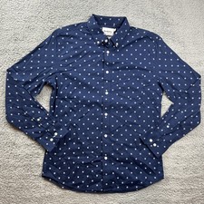 Goodfellow Shirt Mens Medium Blue Floral Print Long Sleeve Button Up Slim Fit