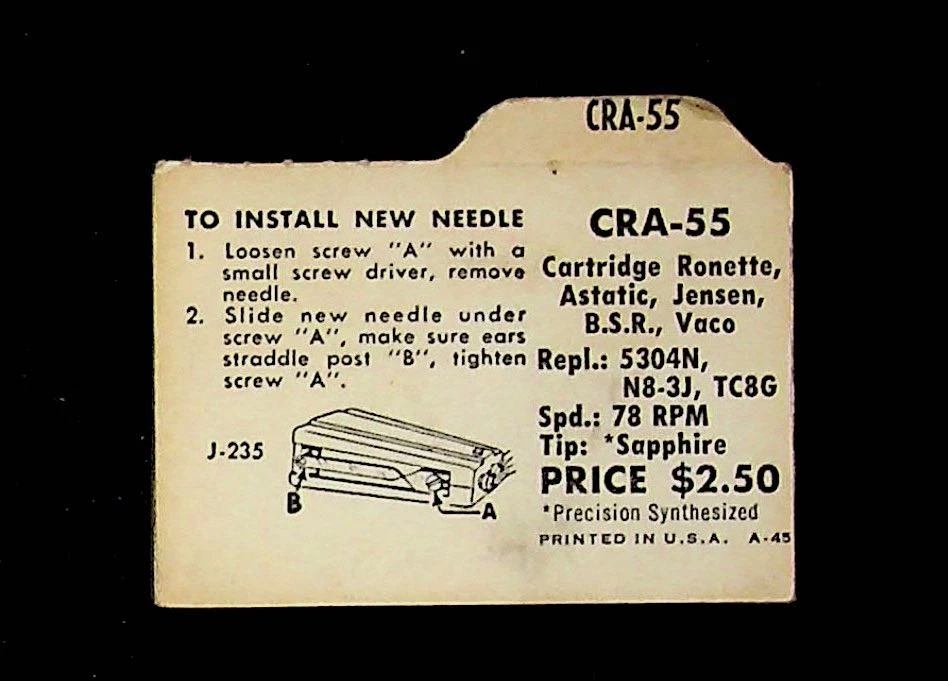 Vintage Jensen Hi-Fi Phonograph Needle CRA-55 NOS Precision USA - Image 3 of 4