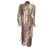 Zimmermann Zebra-Print Midi Shirt Dress In  Silk Women Brown M