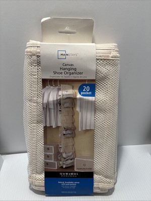 Mainstays Canvas 20-Pocket Hanging Shoe Organizer 12 In W X 60 In L (b19)
