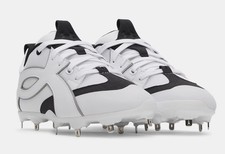 UNDER ARMOUR UA YARD ICON MT MEN'S SZ 9.5 BASEBALL CLEATS WHITE 6010141 100 NIB