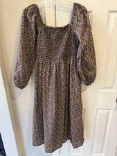 J Crew Cotton Daydream Midi Dress in Liberty Busy Izzy Fabric Size M Smocked