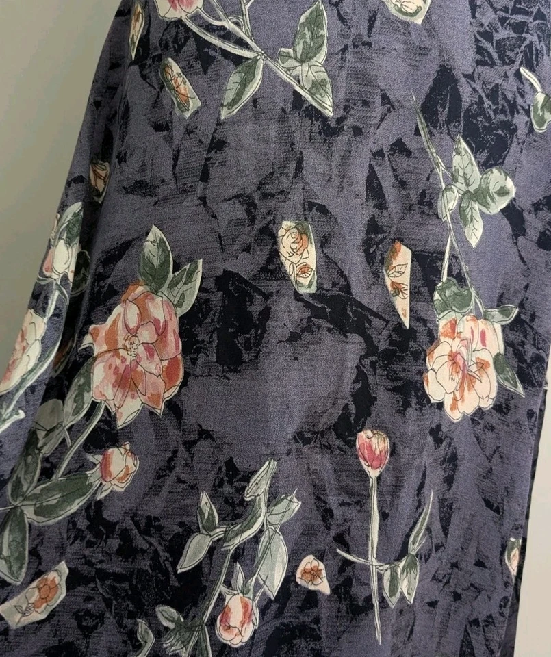 Maxi Falda Vintage Años 90 Satén Línea A Cachicho Romántico Rosa Floral Púrpura EE. UU. Foto 4 de 4