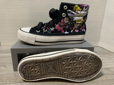 Fairy Print Girls High Top Sneakers Size 12 Girls Black Floral