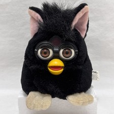 Furby Buddies Sleep Good Black Plush Bean Bag 1999 Tiger Soft Toys 4" Brown Eyes