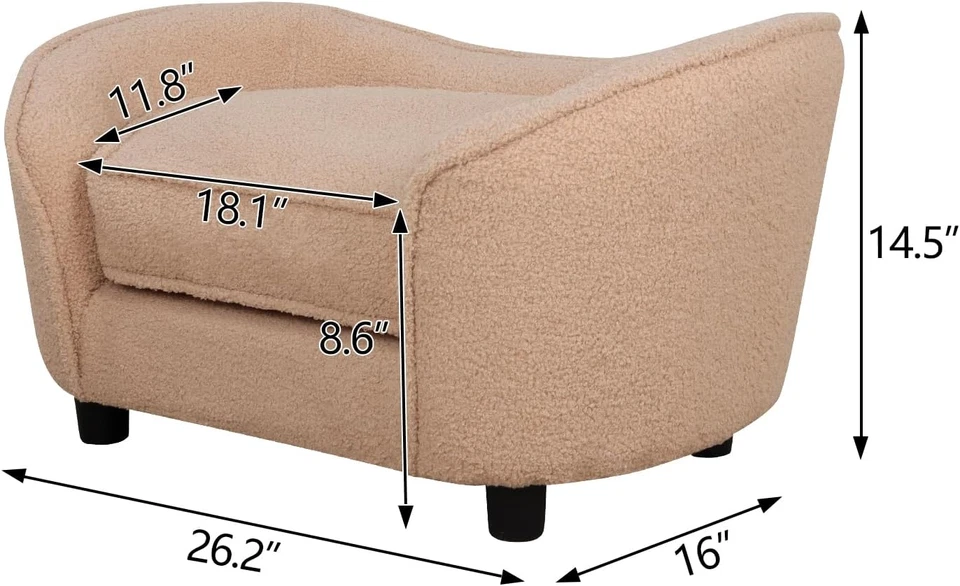 Sofá Cama Gato, Cama Mascota Perro con Patas de Plástico Ajustables, Sofá Terciopelo Mascota con Rem Foto 2 de 4