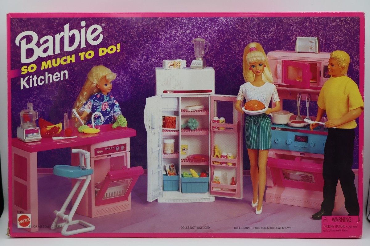 バービービンテージ☆ Barbie Mattel キッチンセット 1995年 Vintage 1995 Barbie So Much to Do! KITCHEN (67158) Mattel - NEW IN
