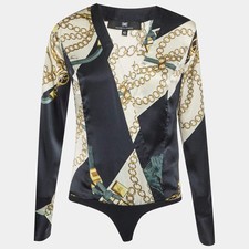 Elisabetta Franchi Multicolor Printed Long Sleeve Bodysuit M