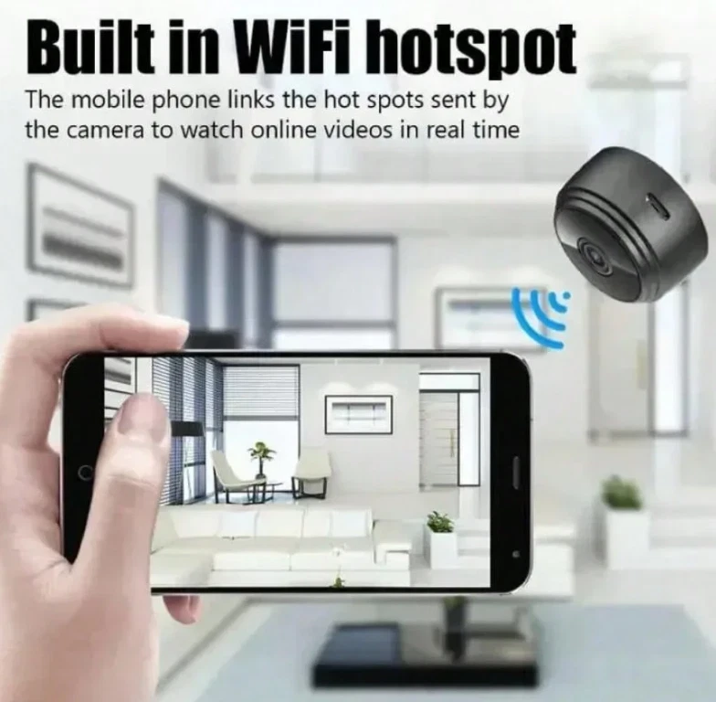 Telecamera IP WiFi Microcamera Infrarossi Internet minimicro camera Bianco Nuova - Immagine 2 di 4