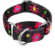 Comfortable Floral Print Martingale Dog Collars, Sun Flower, Large, Neck 17 I...