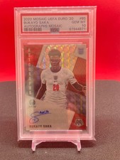 Bukayo Saka 2020 Panini EURO Rookie Auto Card PSA 10 Gem Mint England. rookie card picture