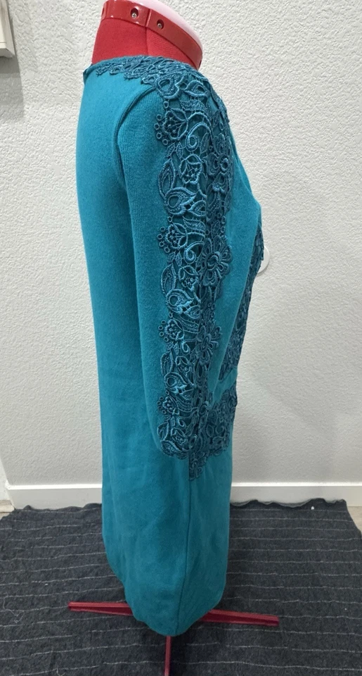 Vestido Blumarine Hecho en Italia Bordado Verde Azulado Mujer Talla 42 Boda, Cóctel Foto 3 de 4