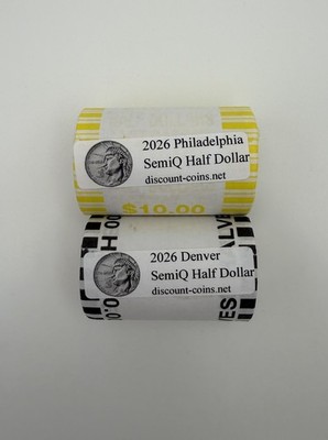 2026 P + D SemiQ Enduring Liberty Half Dollar 2x $10 Roll Set - IN HAND