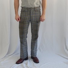 60s/70s Blue and Yellow Plaid Pants