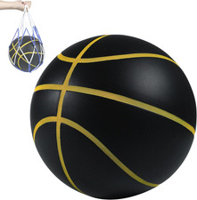 Silent Basketball Size7, New Upgraded Weight 600G Grooved Airless Indoor Basketb
