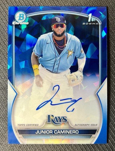 Junior Caminero #BSPA-JCO 2023 Bowman Chrome Sapphire Autographs card