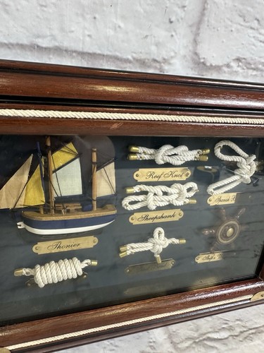 Nautical Knots Shadow Box Wooden Framed Display With Boat Nauticalia - Picture 6 of 11