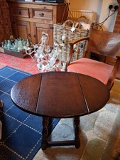 Vintage Drop Leaf COFFEE TABLE Dark Wood Solid Sturdy Oak Colour, 50 X 68 X H39