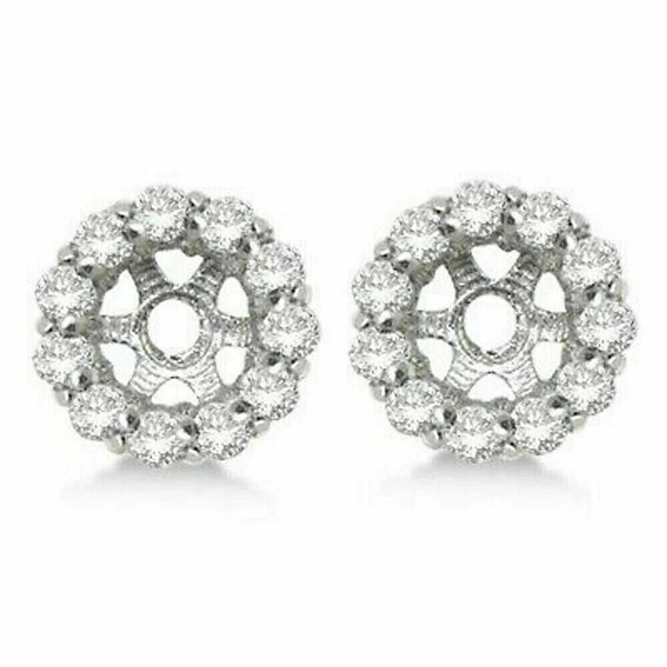 Lab Created Diamond Earring Jackets For 8mm Studs 14k White Gold Plated 2.50 CT
