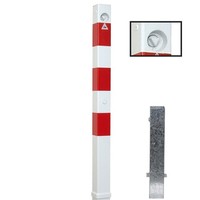 Absperrpfosten Herausnehmbar Mit Dreikant 70 X 70 Mm Weiß Rot Oben Innenliegend
