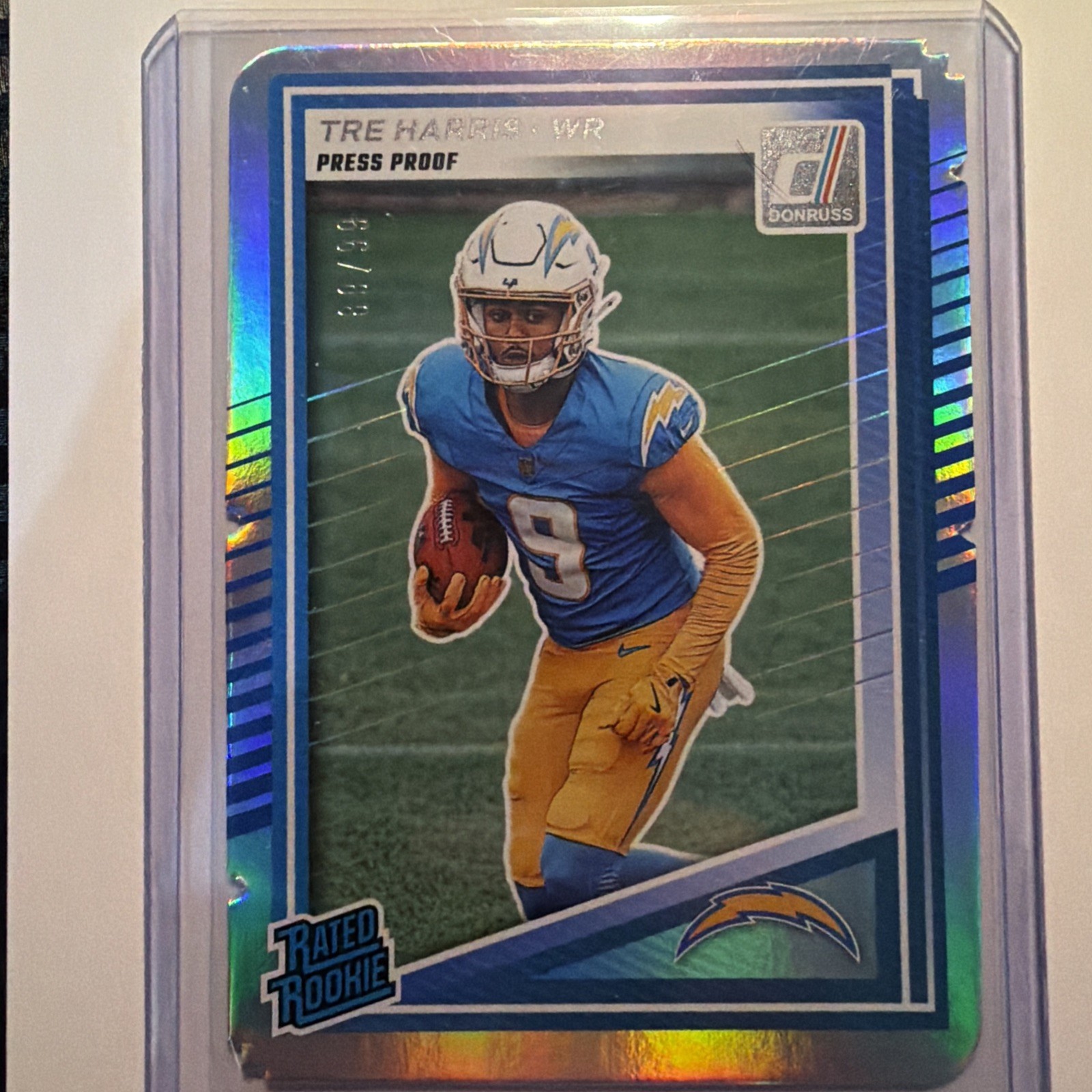 2025 Donruss Tre Harris Silver Press Proof Die Cut Rated Rookie Card /99
