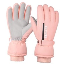 Women Ski Gloves Winter Waterproof Touchscreen Hand Warming Sports Medium pink