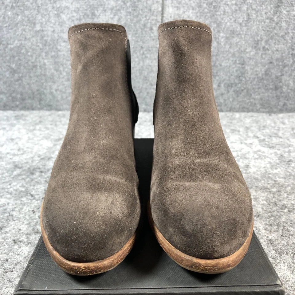 Botas femininas Alberto Fermani tamanho 6.5 UE camurça marrom Chelsea tornozelo feitas na Itália - Imagem 4 de 4